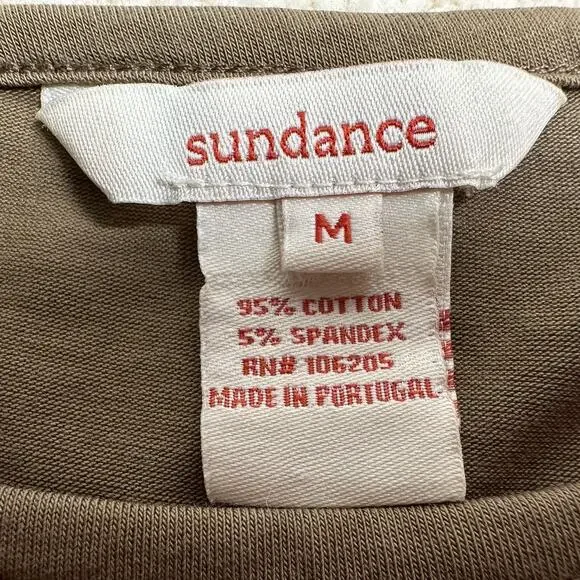 Sundance: Olive-Brown Draped Front Ruched 3/4 Sleeve Top - Picture 3 of 5